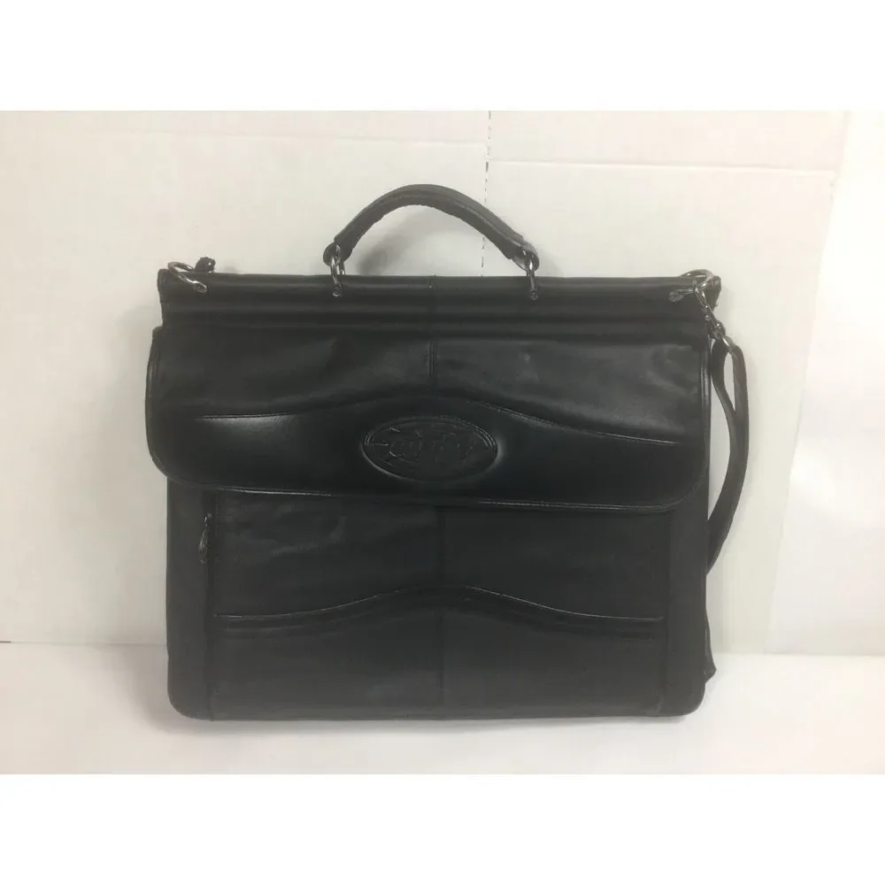 Terrapin Deluxe Black Leather‎ Messenger Bag Mobile Office Briefcase Business